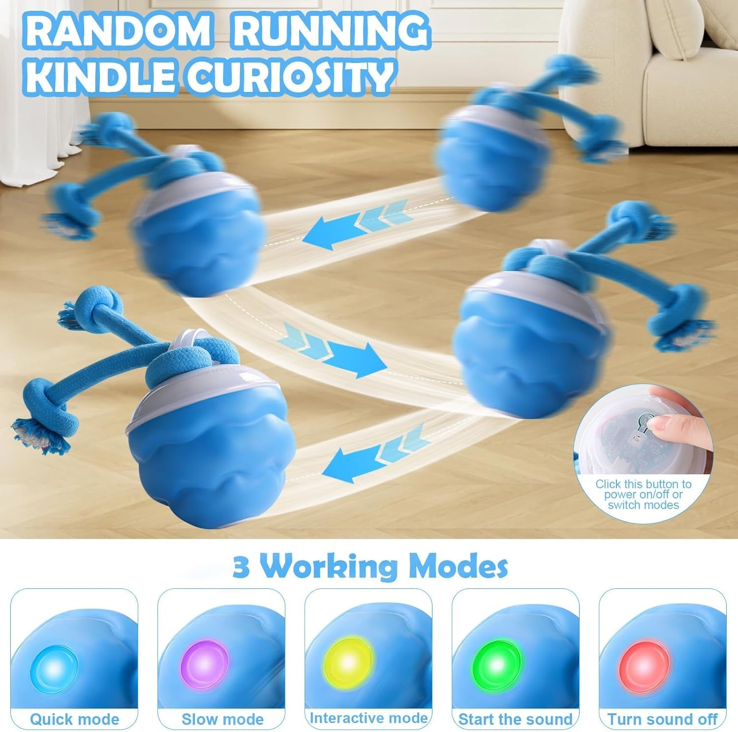 Interactive Dog Ball for Medium/Large Dogs, Automatic Moving Toy Wicked Ball